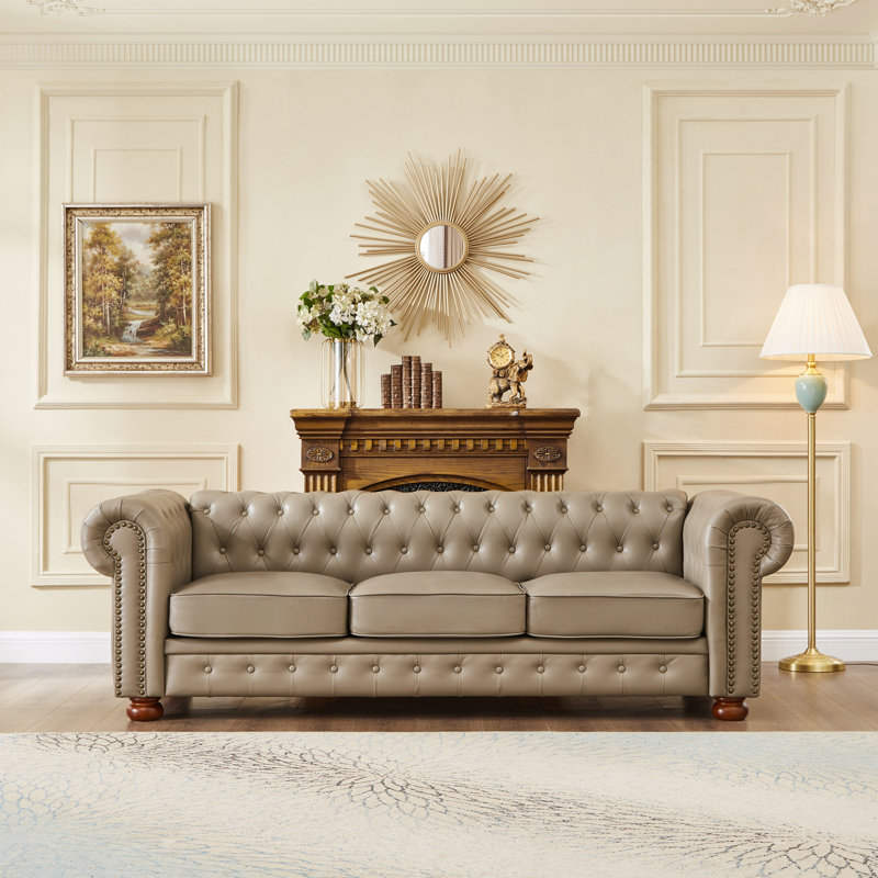 Canapé 88,5 po Chesterfield, Ivoire ivoire