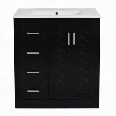 Ensemble de meuble-lavabo autoportant avec 3 tiroirs et portes à fermeture douce