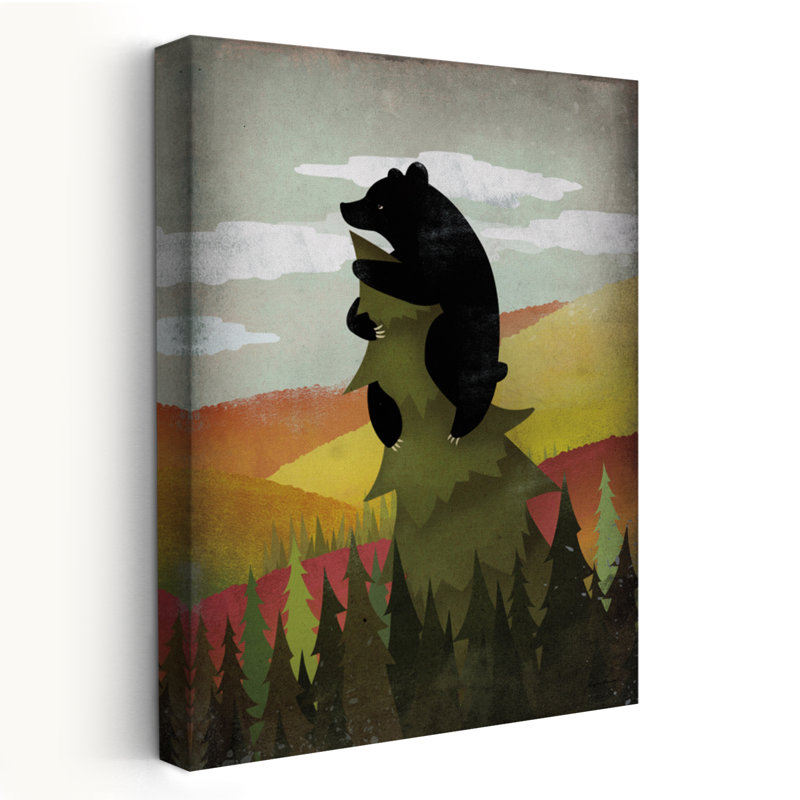 Feuille peeper sans mots - animaux, ours d'automne, art noir, H 24 po x l 16 po