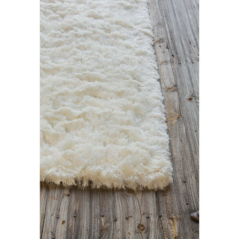 Naya Hand Loomed Modern Area Rug in White/Gray, Rectangle 7'9" x 10'6"