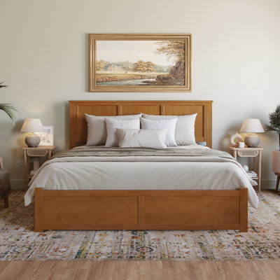 Madison Solid Wood Platform Bed with Panel Footboard and Storage Drawers