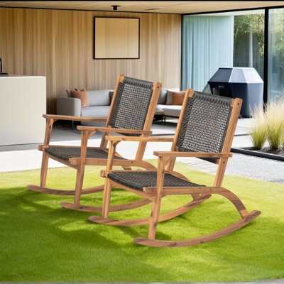 2-piece Outdoor Wicker Rocking Chair