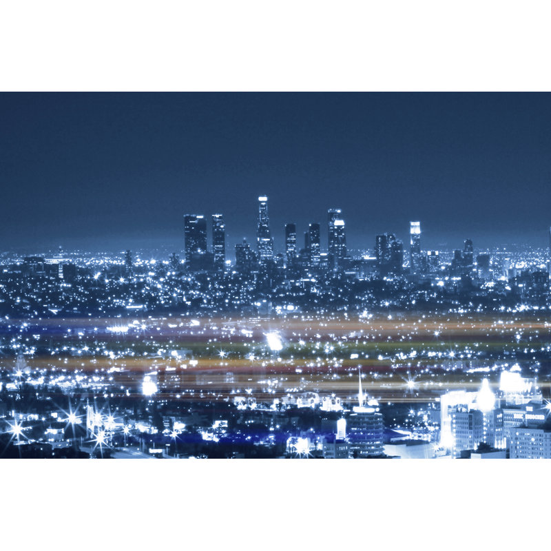 Arxhira LA Skyline At Night - impression sur toile tendue, H 20 po x l 30 po