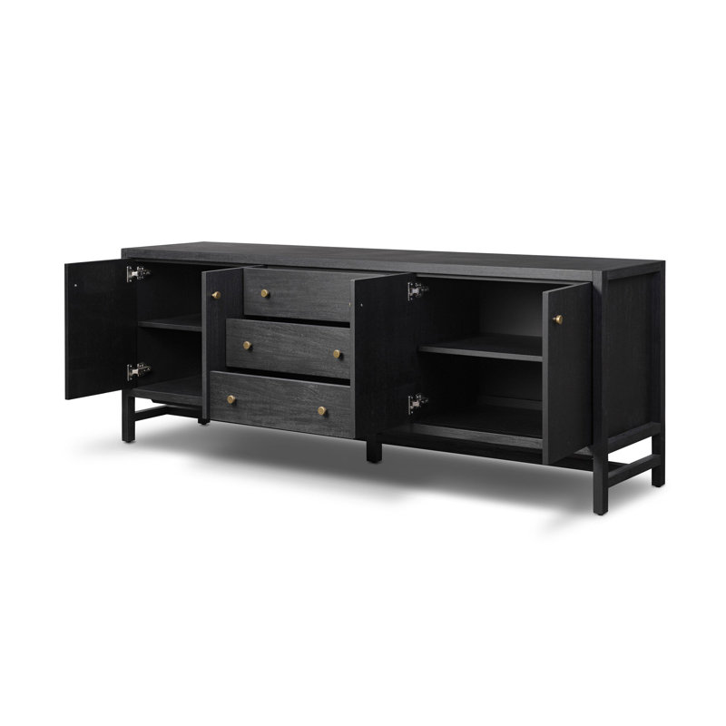 Sullivan Media Console-Saddle Tan, Black Acacia Veneer