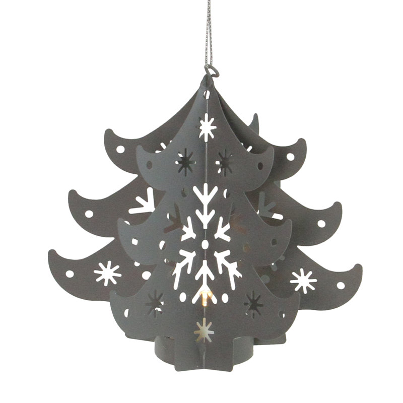 Décoration de Noël en forme d’arbre découpé en gris 4,5 "