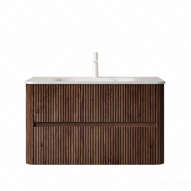 Meuble-lavabo de salle de bain avec lavabo, armoire de rangement flottante murale en contreplaqué, 2 tiroirs, 36"