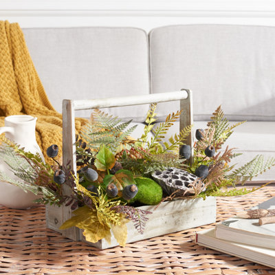 11'' Faux Succulent in Wood Planter