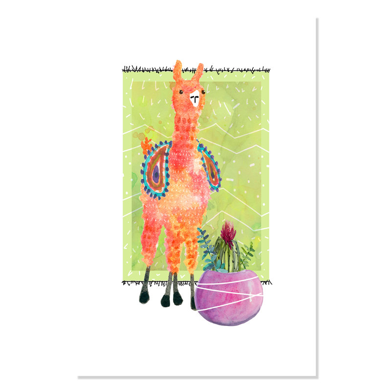 «Rolled Lovely Llama I», impression sur papier, H 36 po x l 24 po x P 1 po