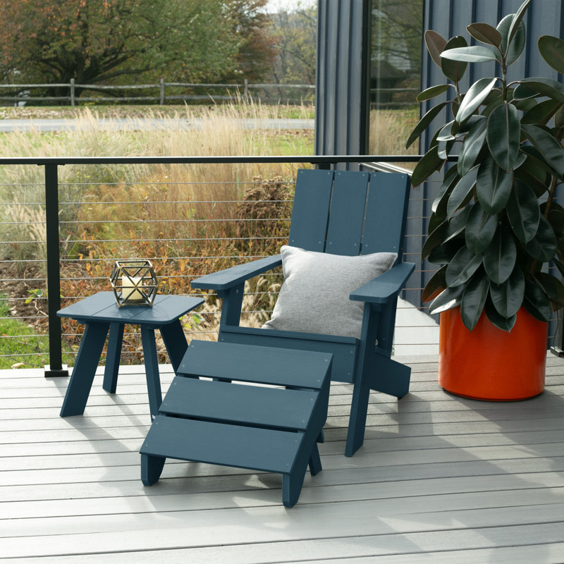 Chaise Adirondack en plastique avec table Caislin, Bleu Nantucket