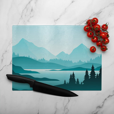 Abstract mountain landscape Designer Glass Chopping Board