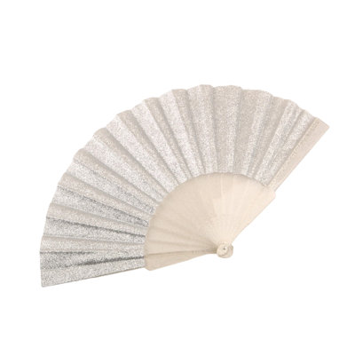 Ventilateur pliant pour femmes avec tissu scintillant et nervures en plastique transparent de 7 po.