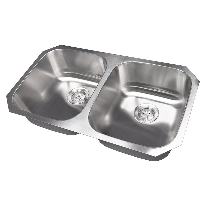Évier de cuisine à double cuve encastrable en acier inoxydable calibre 18 50 po x 50 po SleekSteel