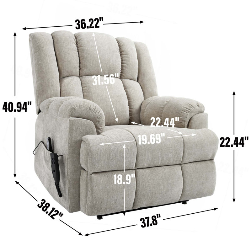 Fauteuil inclinable électrique à deux moteurs avec position infinie et massage à chaleur jusqu'à 350 lb, Beige