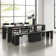 Transformer Table Extendable Round Dining Set - Table + Bench + 4 Chairs - 2 To 10 People - Smoked Hickory