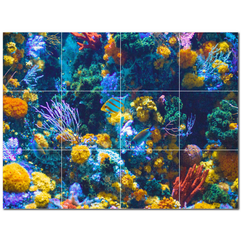 Coral Photo 12'' x 12'' Satin Ceramic Decorative Mural