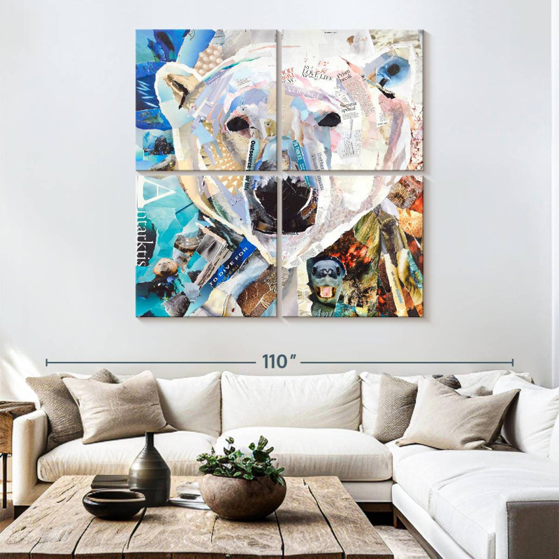 Brampt Polar Bear Collage, 74" H x 74" W