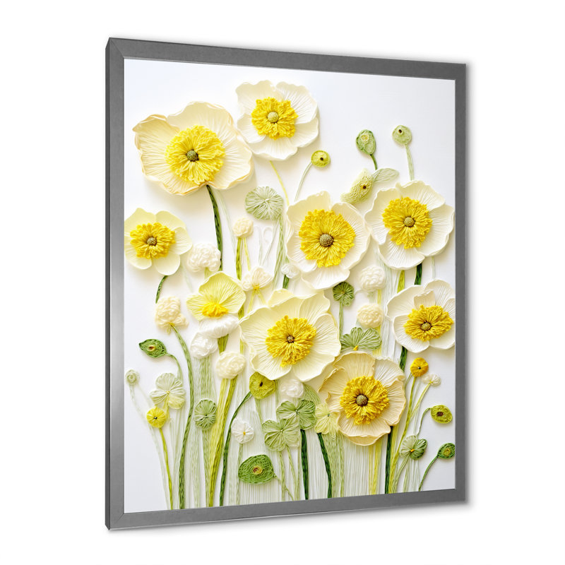 «Buttercups Minimalisme Dream I», H 44 po x l 34 po x P 1,5 po, Cadre simple argenté
