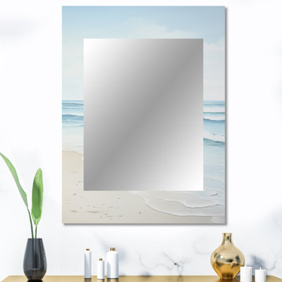 «Beach Photo Tranquil Waters I» - miroir décoratif de plage, miroir mural bleu, impression d'art en métal