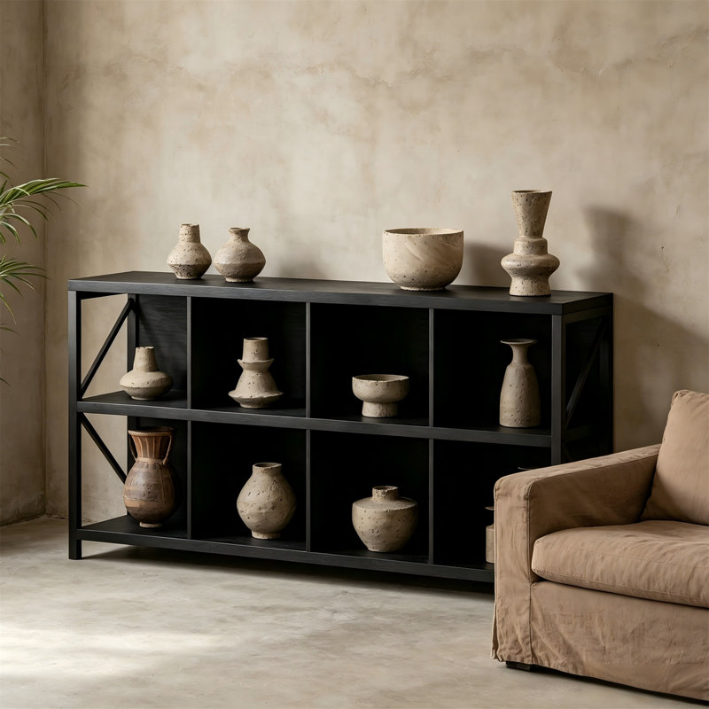Bibliothèque de rangement 6 cubes, horizontale, H 30,9 po, 30.9" H x 63" W x 13.58" D, Black