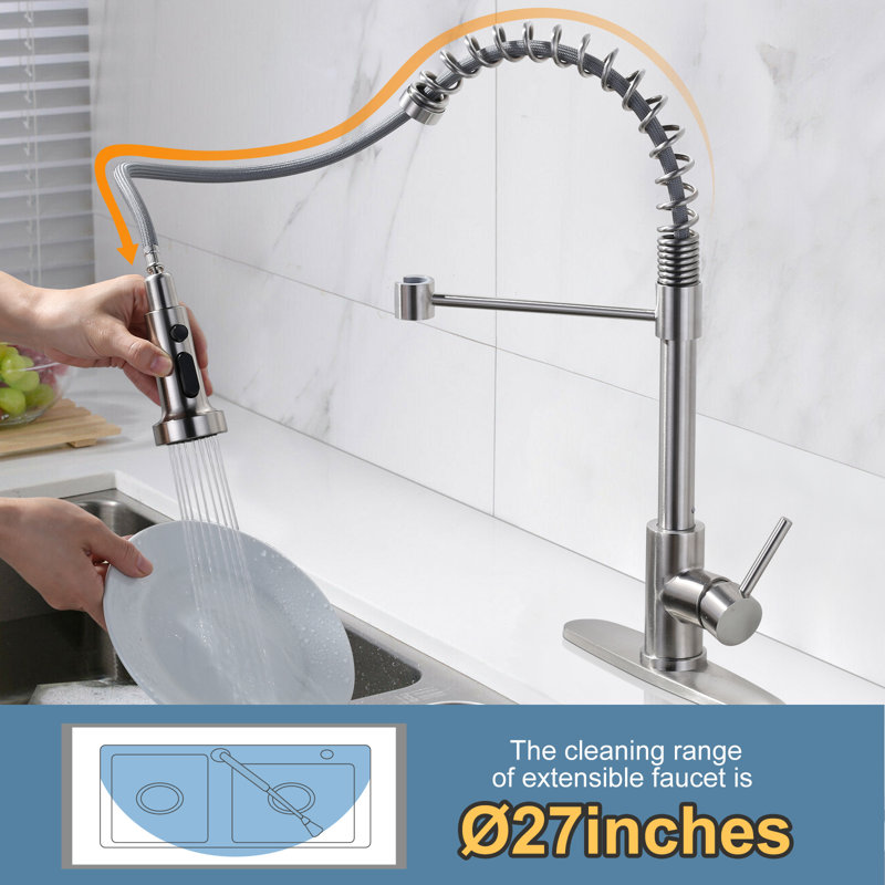 IVIGA Pull Out Kitchen Faucet, Brushed Nickel