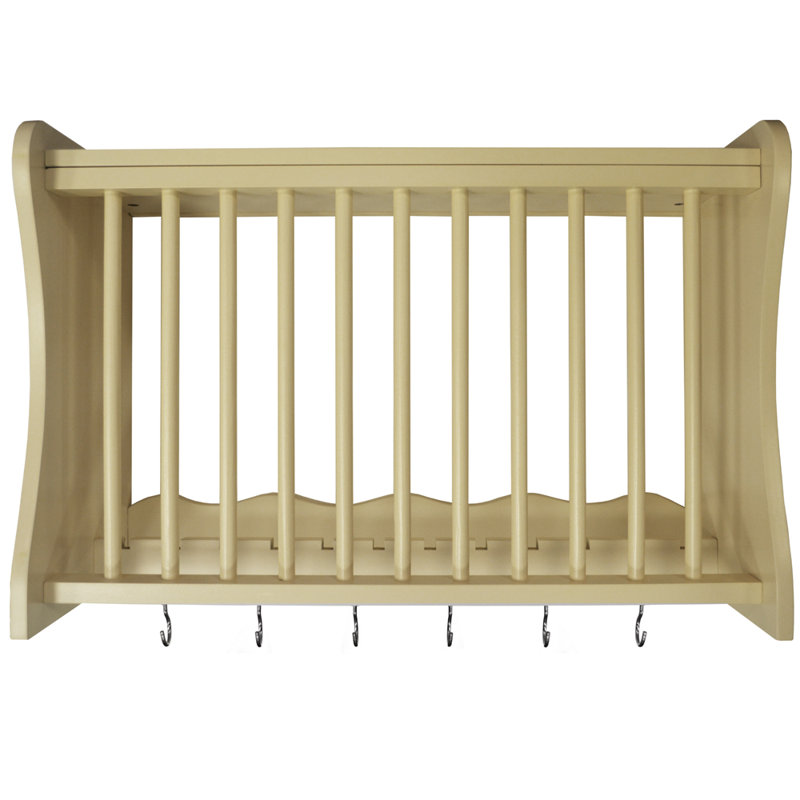 Wood Rectangle Wall Mounted Pot Rack, Buttermilk