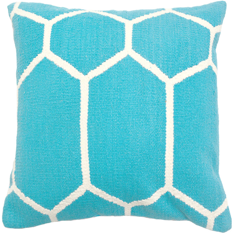 Housse de coussin en coton tissé hexagonal, Turquoise