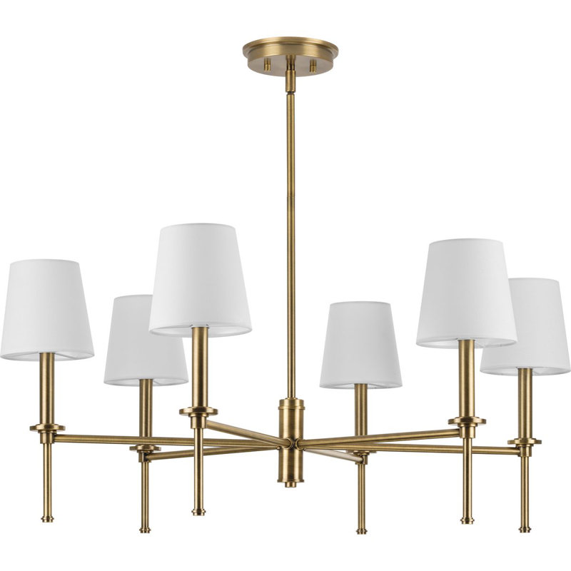Nouveau lustre traditionnel à six lumières Towles, Laiton rétro