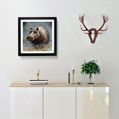 Hippo Post-Impressionism - Framed Print