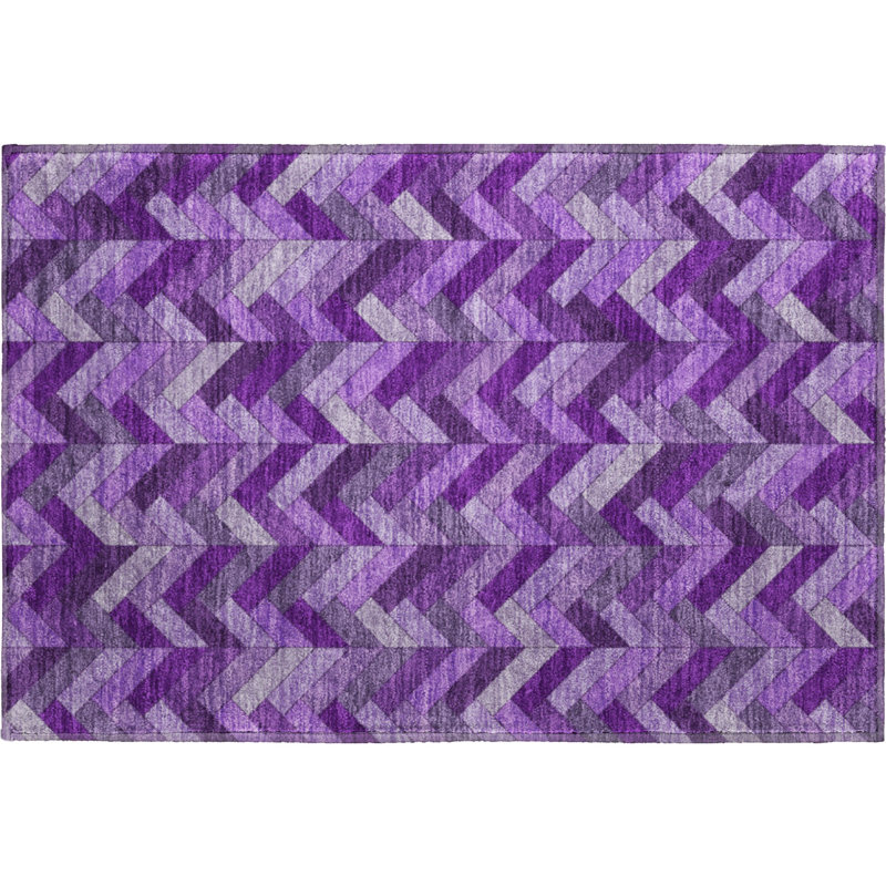 Tapis géométrique de qualité supérieure lavable à la machine Mayfield AMF2296, Mauve, 1 pi 8 po x 2 pi 6 po