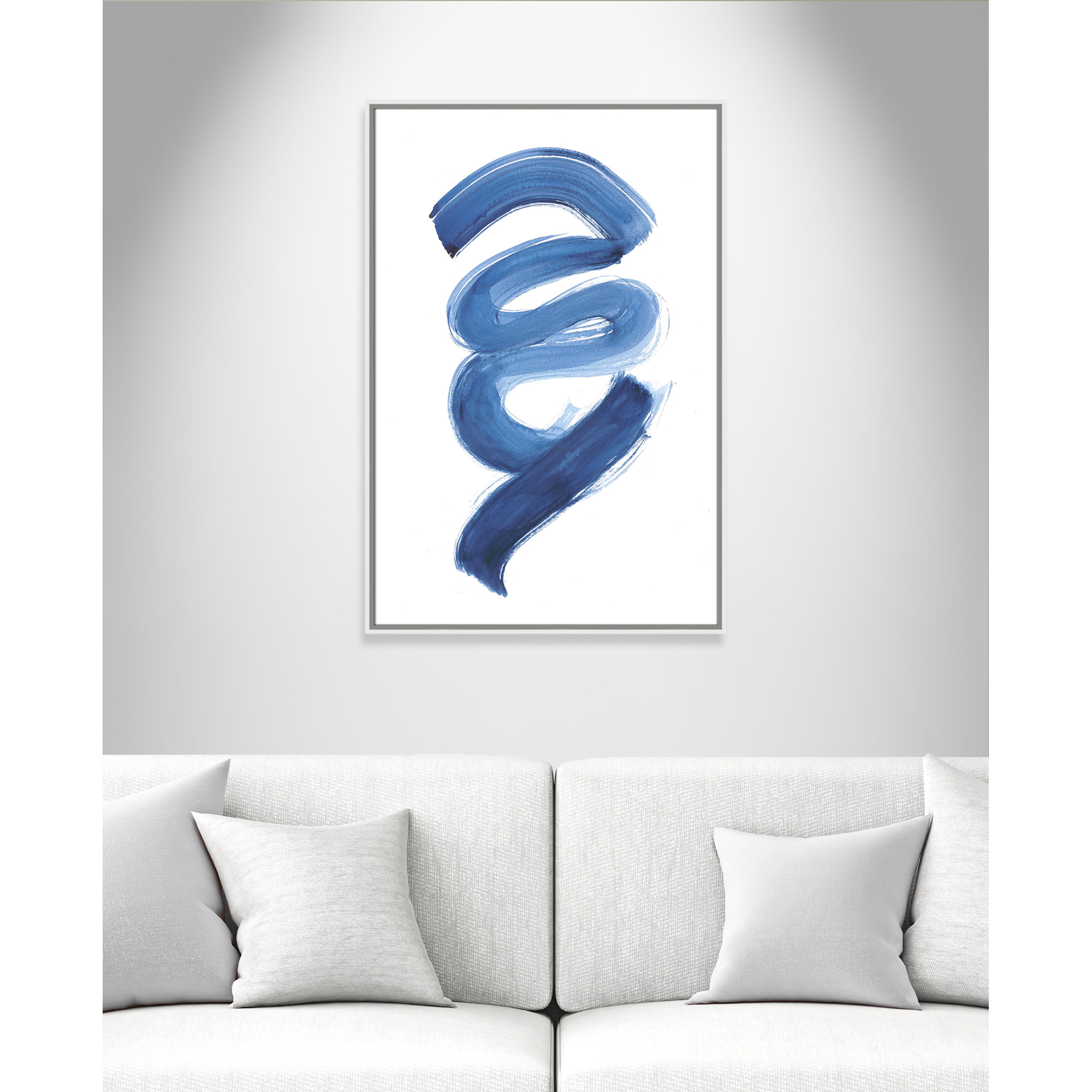 Slinky Indigo I by Filippo Ioco - Painting Print, 37.5" H x 25.5" W x 2" D, White Framed Canvas