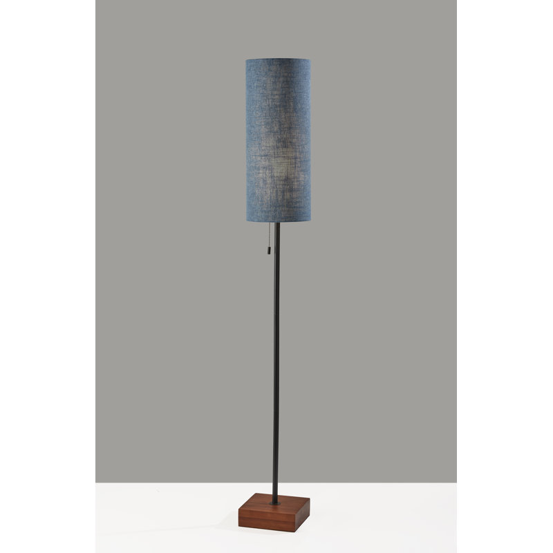 Henleaze 62'' Black Traditional Floor Lamp, Textured Blue