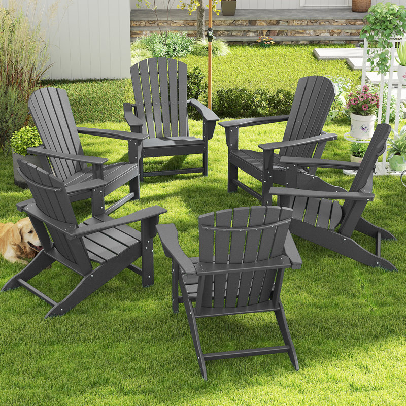 Chaise Adirondack pour l'extérieur Hdpe (ensemble de 6), Gris