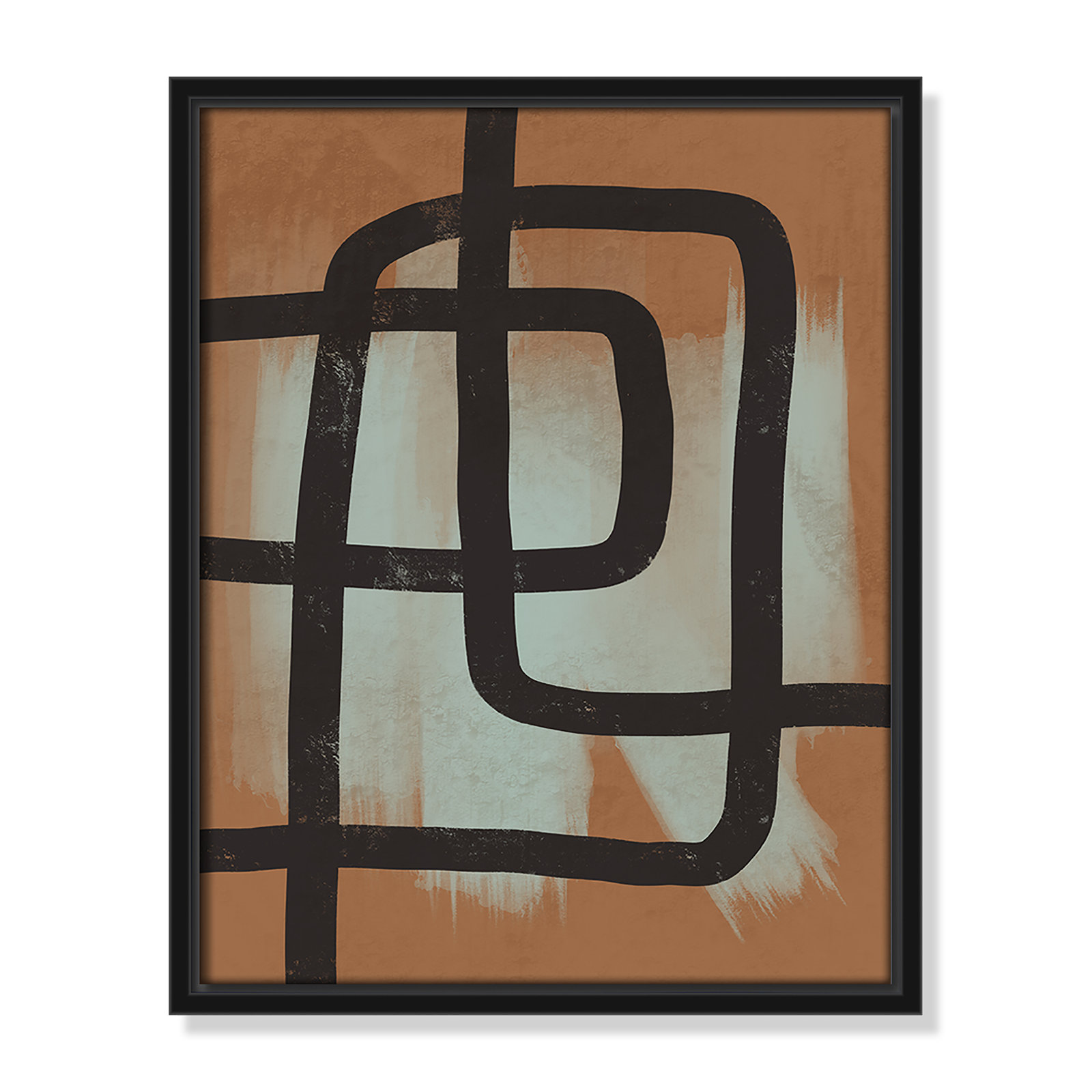 Many Paths Taken 2 Painting, Black, 15.5" H x 12.5" W x 2" D