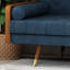 Tissu de charme charmant de style Mid-Century moderne bleu marine avec extrémités dorées