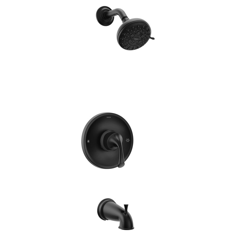 Idora Posi-Temp Tub and Shower with Valve Included, Matte Black