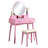 Pink Wood Bedroom Vanity And Chair - Contemporary Style With Mirror Modern Stool Soft Cushioned Seat Drawers-1739380055