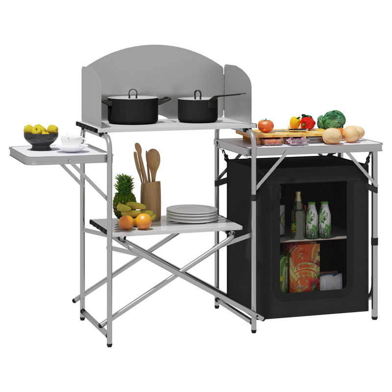 Washta Rectangular Wood Metal Folding Outdoor Camping Table , cm W 48cm cm D, Black