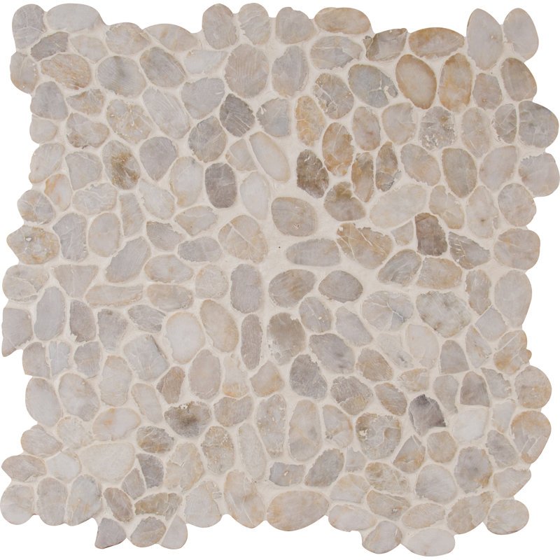 Marvella Pebble 12 in. x 12 in. Natural stone Mosaic Floor and Wall Tile, Bronzado