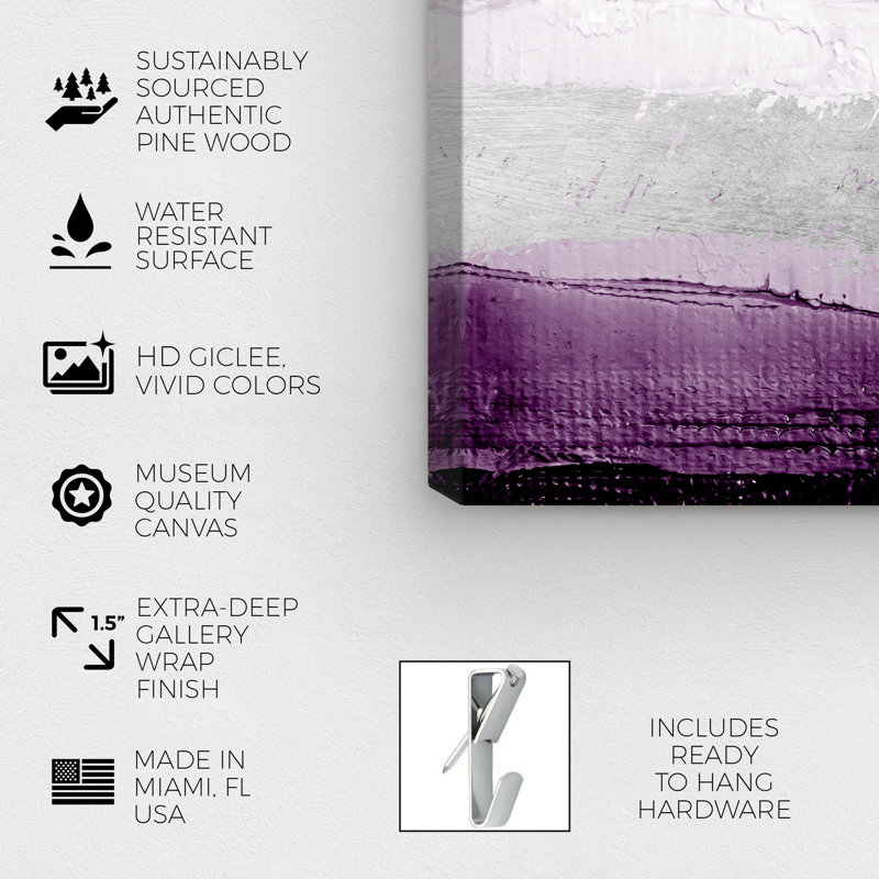 " Abstract Envision And Elevate Violet ", Wrapped Canvas, 20" H x 30" W, No Frame