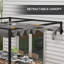2 X 3m Lean To Steel Pergola, Retractable Moving Fabric Canopy, Powder Coated Steel Frame With Drainage Grommet Holes, Wall Mounted Outdoor Patio Shelter, Dark Grey