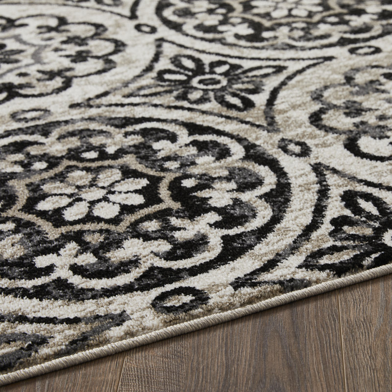 Tapis géométrique en polypropylène tissé à la machine Ginerva, Rectangle 6 pi 7 po x 9 pi 2 po