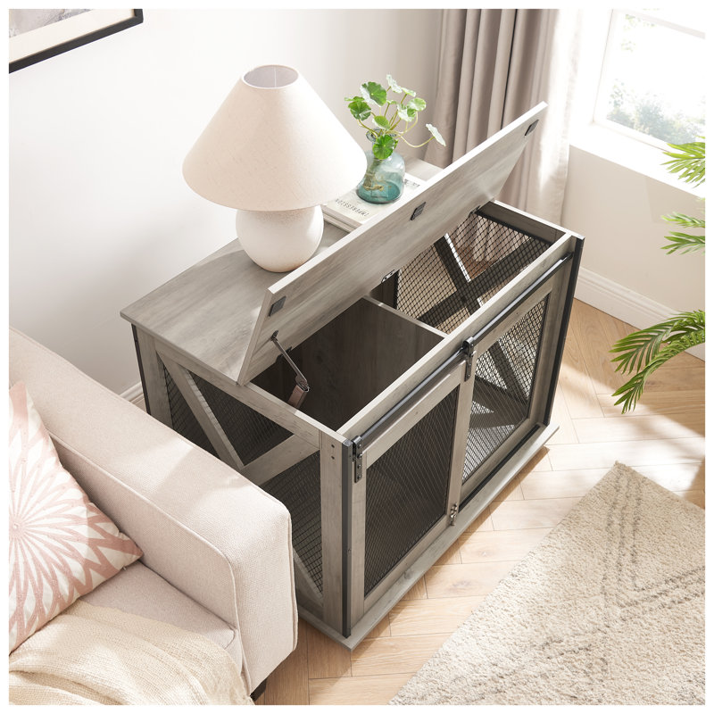 Table de bout pour chien de ferme avec porte de grange coulissante Farmwood