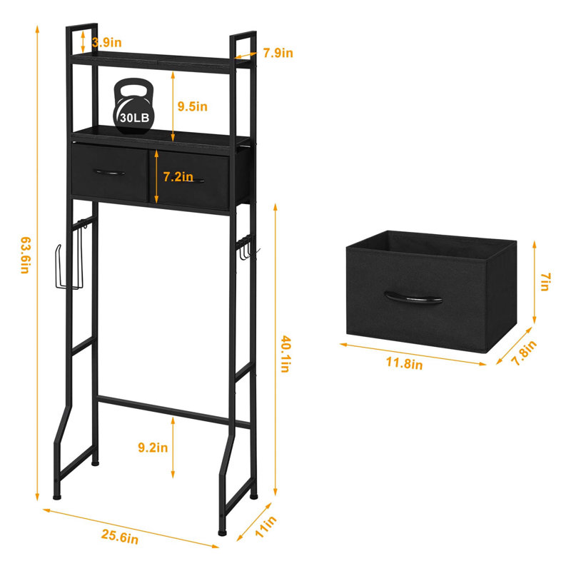 Aadhith Over The Toilet Storage, Black