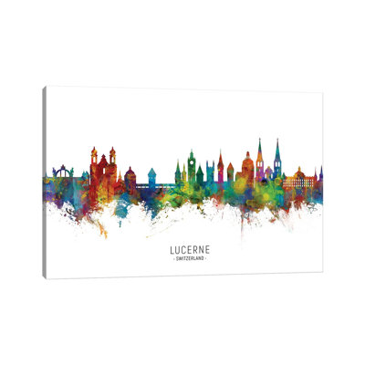 Lucerne Switzerland Skyline by Michael Tompsett  Wrapped Canvas Painting