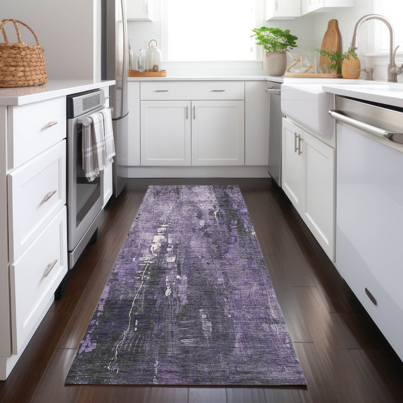 Machine Washable Indoor/Outdoor Cinead ACN1683 Purple Rug, Runner 2'3" x 7'6"