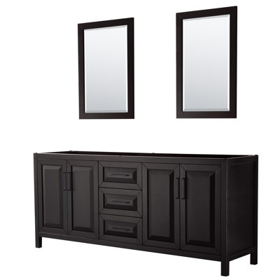 Base de meuble-lavabo double de salle de bain 79" avec miroir seulement Daria