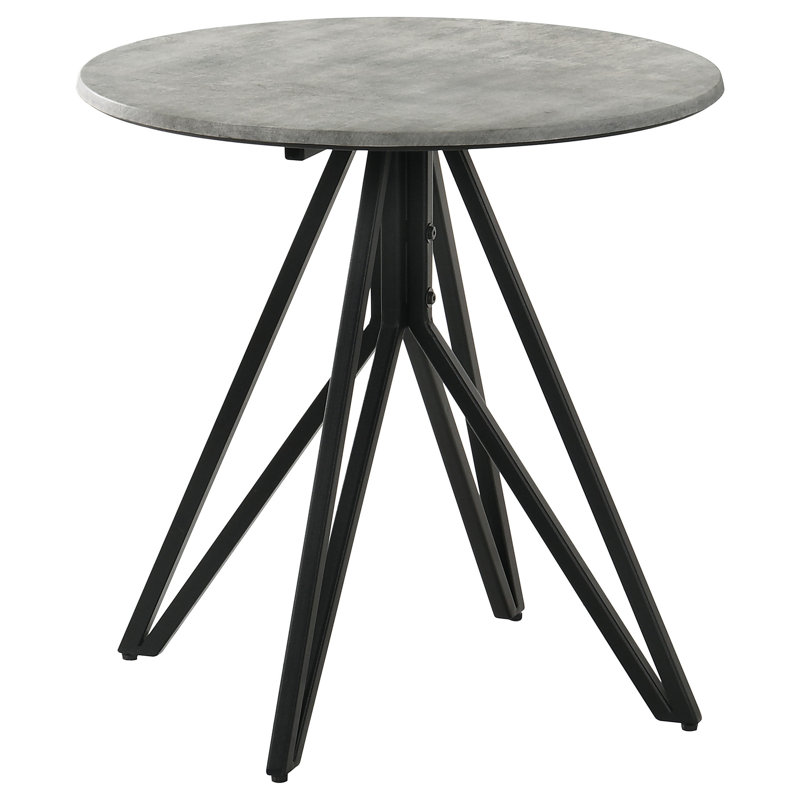 Industrial - Style Round End Table With Cement Finish And Metal Hairpin Legs, 23.5 Inches Wide Deep, 23.46 Tall, For Primary Living Spaces Inspired Wide, High, Suited Modern Rooms