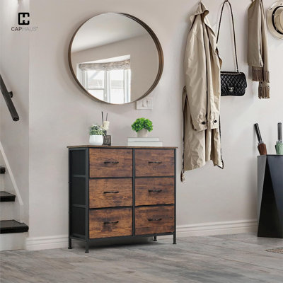 Drawer Storage Tower w/ Fabric Bins, Laundry Storage, Sorting Unit, Chest of Drawers, Organizer w/ P2 Board Top & Fabric Bins, Organizer Unit for Multi-purpose, Hallway, Office