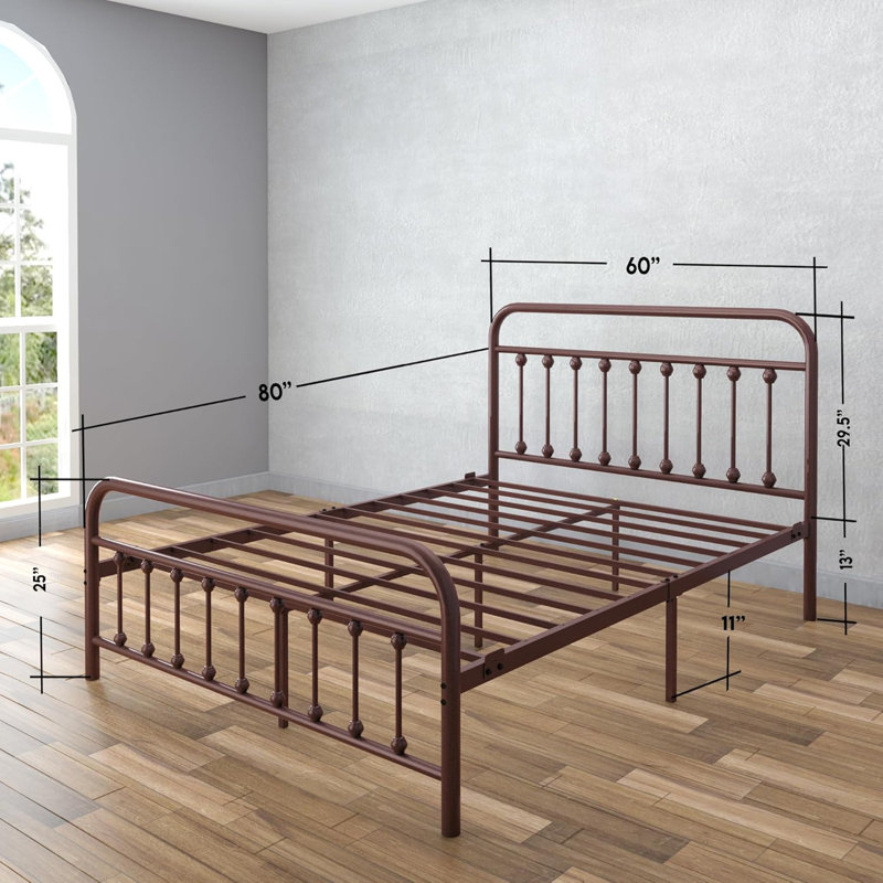 Ernestin Metal Open-Frame Bed, Queen, Brown