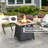 28 - Inch Square Propane Fire Pit Table 40,000 With Waterproof Cover, Brown, + Iron, Easy To Assemble, Outdoor Decor Element Auto Ignition Gas Table, Tile Desktop, Ambiance-1882898842